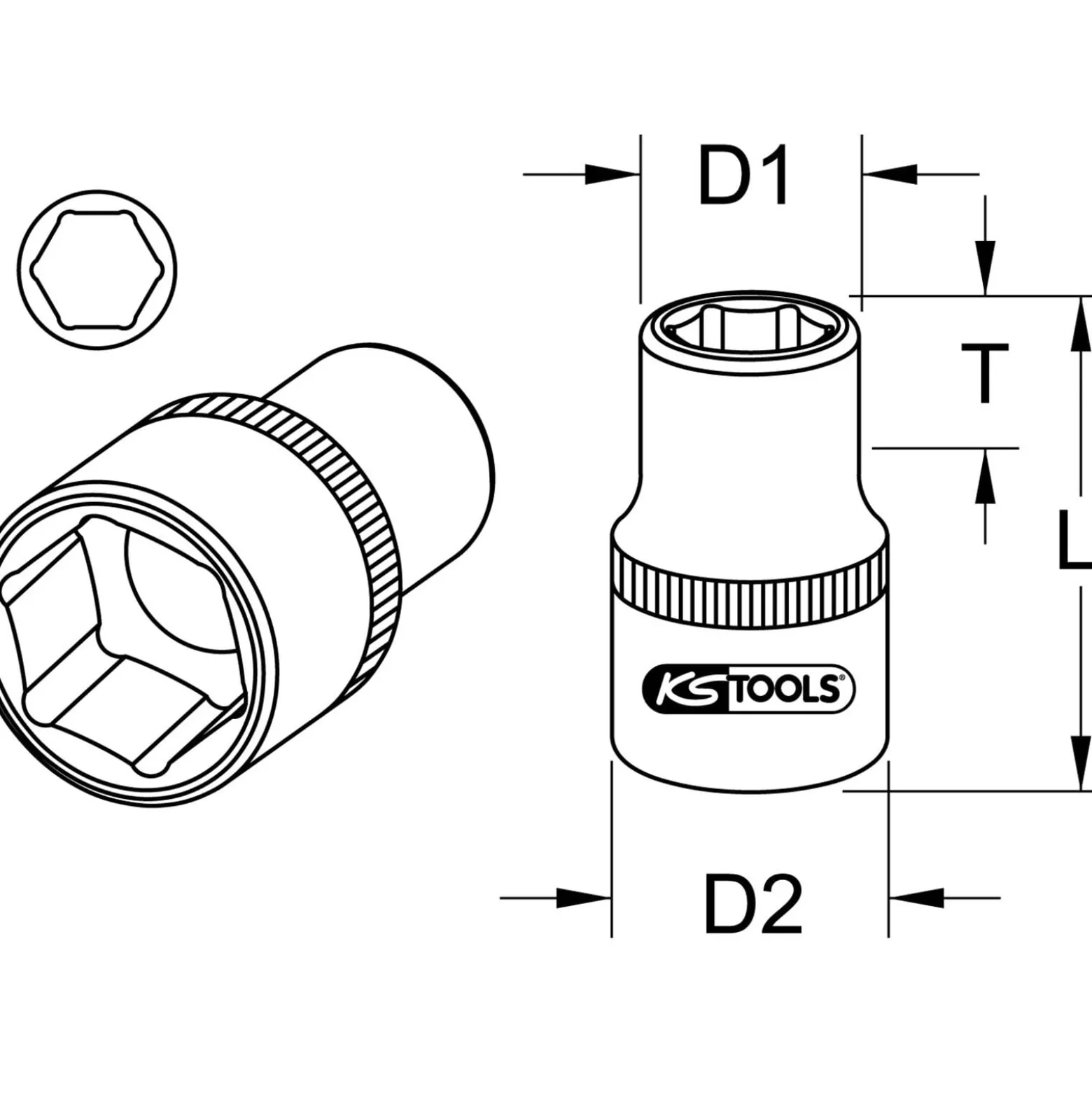 KS TOOLS 1/2" Sechskant-Stecknuss 34 mm - 917.1346
