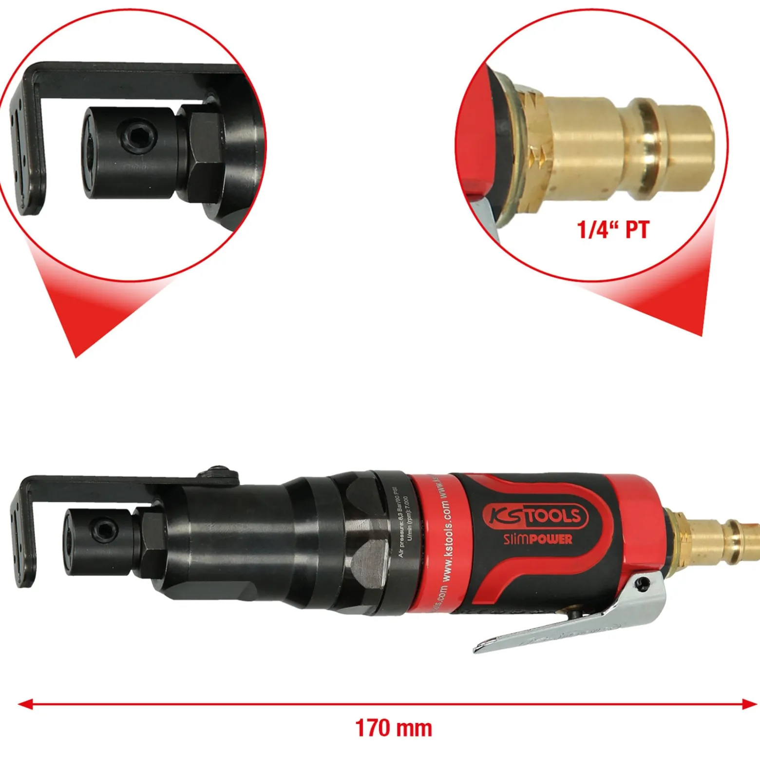 KS TOOLS SlimPOWER Mini-Druckluft-Karosserie-Stichsäge 170 mm - 515.5545
