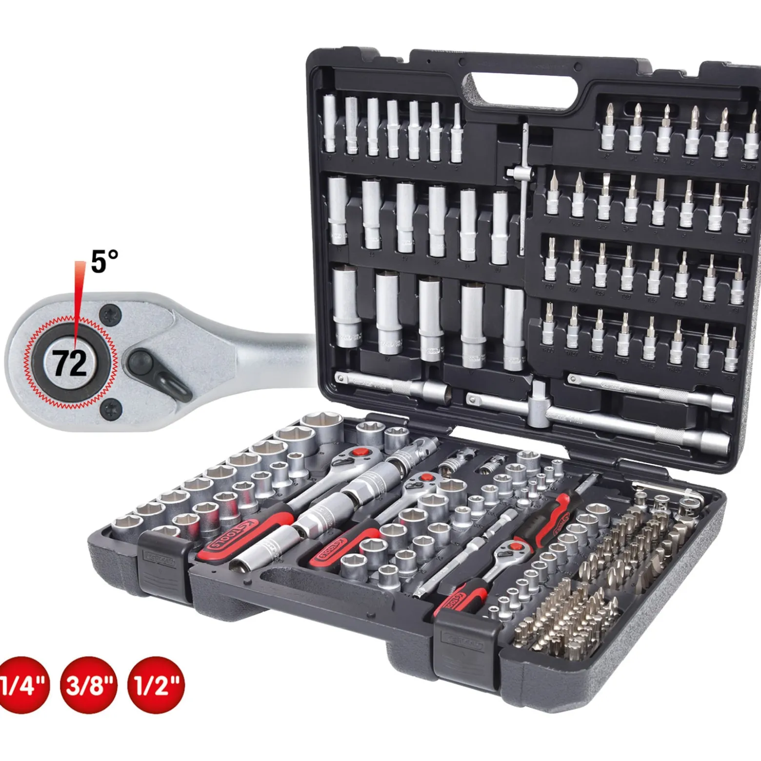KS TOOLS 1/4"+ 3/8"+ 1/2" Steckschlüssel-Satz 195tlg. - 917.0795