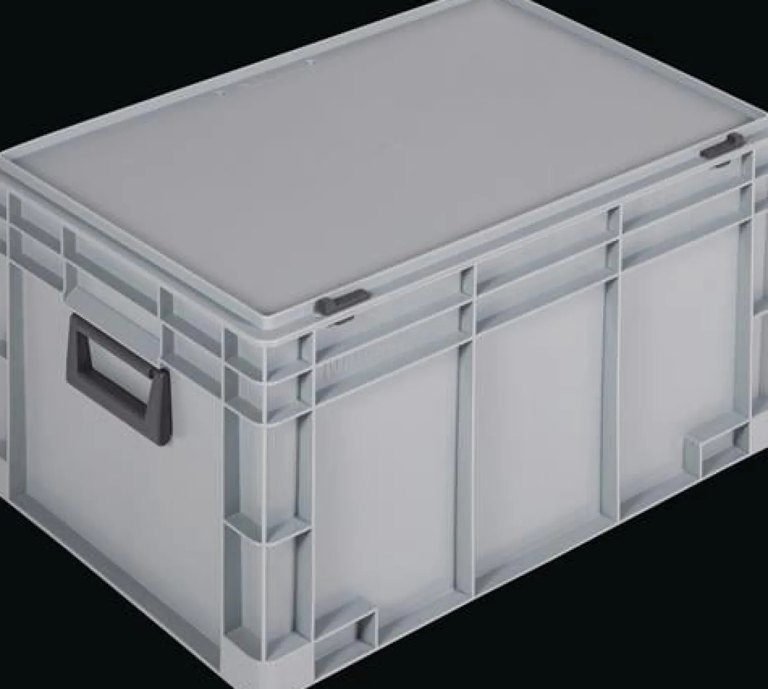 Ku.-Koffer L600xB400xH333mm PP 2 Griffe Schiebeverschluss grau 62,2l LOCKWEILER