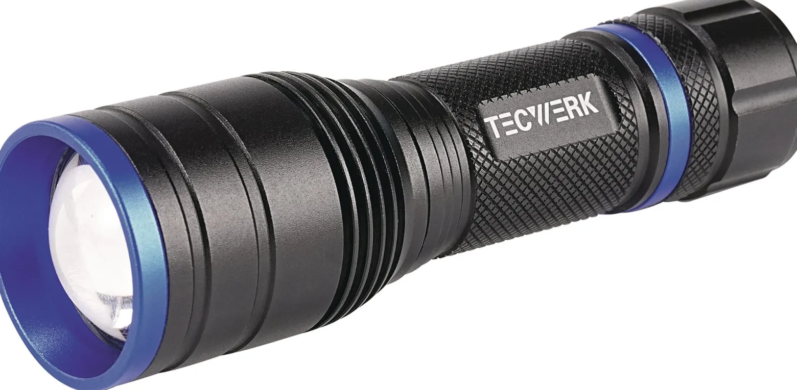 LED-Taschenlampe 150-500 lm 3xAAA 100/170m schwarz TECWERK