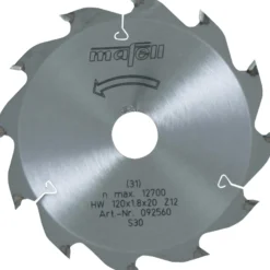 mafell Sägeblatt-HM 120 x 1,2/1,8 x 20 mm, Z 12, WZ, für Längsschnitte in Holz - 092560