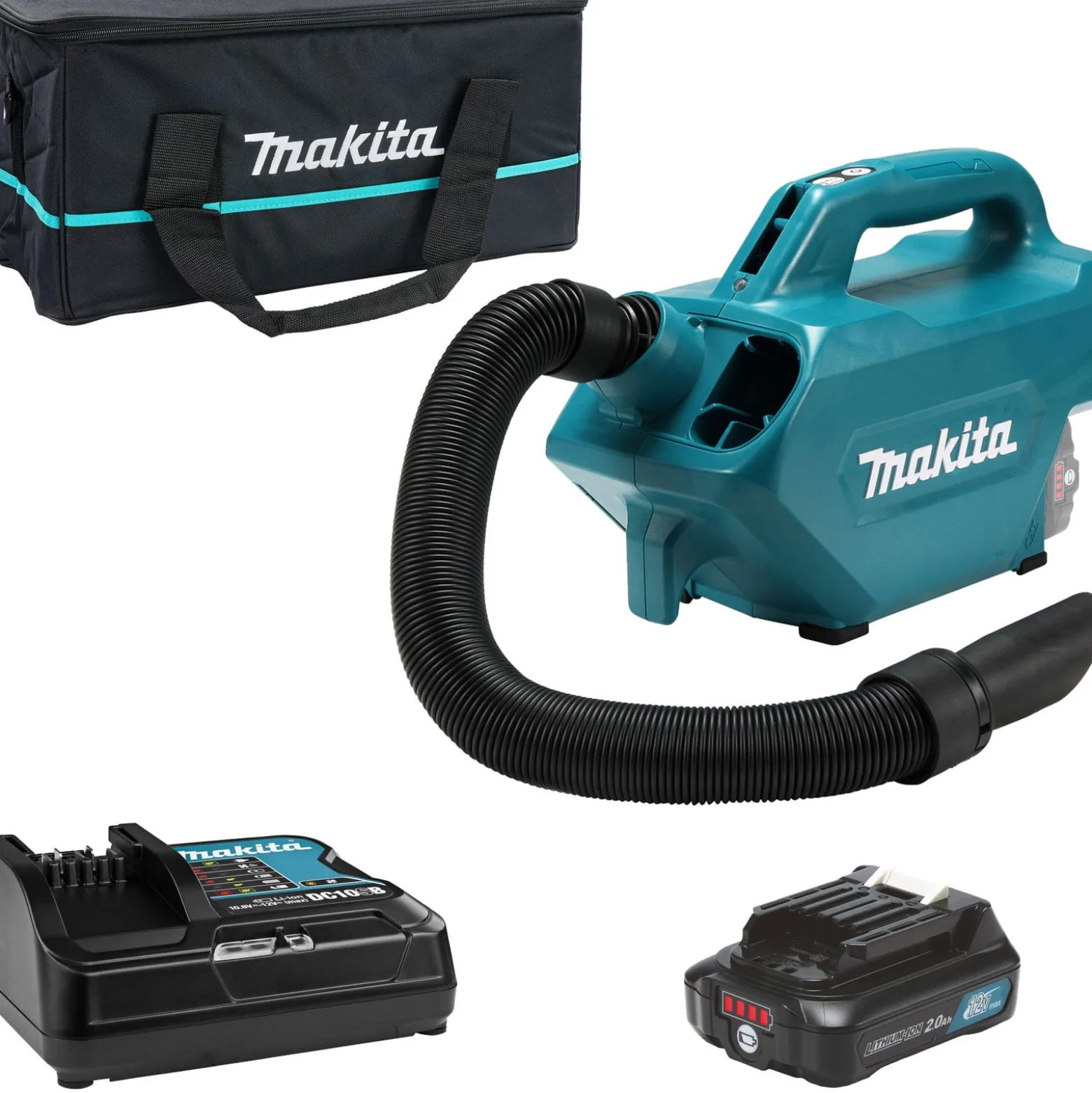 Makita CL121DSA Akku-Staubsauger 12V max. /1x 2,0 Ah Akku + Ladegerät in Transporttasche