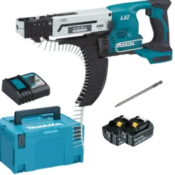 Makita DFR550RTJ Akku-Magazinschrauber 18 V / 2x 5,0 Ah Akku + Ladegerät im Makpac