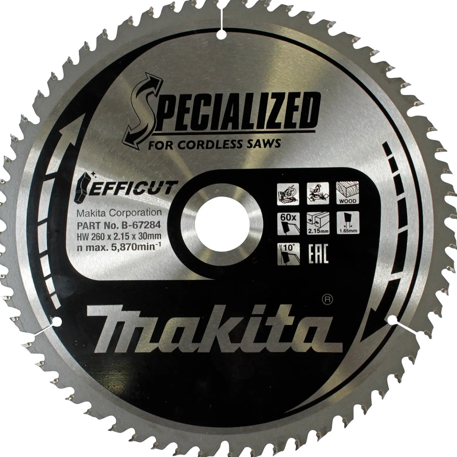 Makita EFFICUT Sägeblatt Holz 260 x 30 x 60Z - B-67284