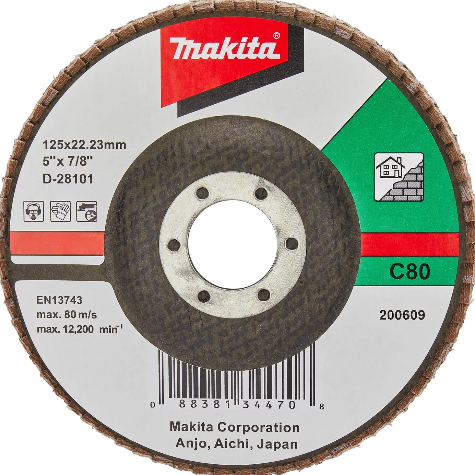 Makita Fächerschleifscheibe 125 mm C80F - D-28101