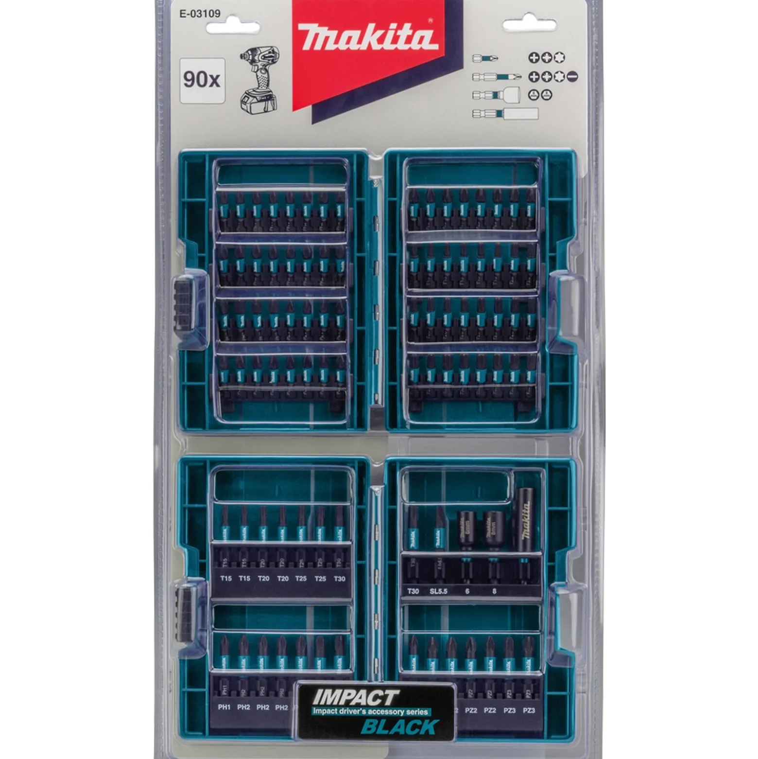 Makita Impact Black Bit-Set 90tlg. - E-03109
