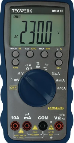 Multimeter DMM 10 0-600V AC/DC TRUE RMS TECWERK