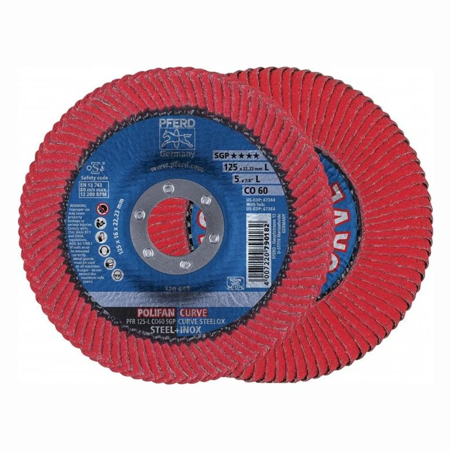PFERD Fächerscheibe POLIFAN CO SGP CURVE STEELOX Ø 125 mm Körnung 60 konisch M - 67689056