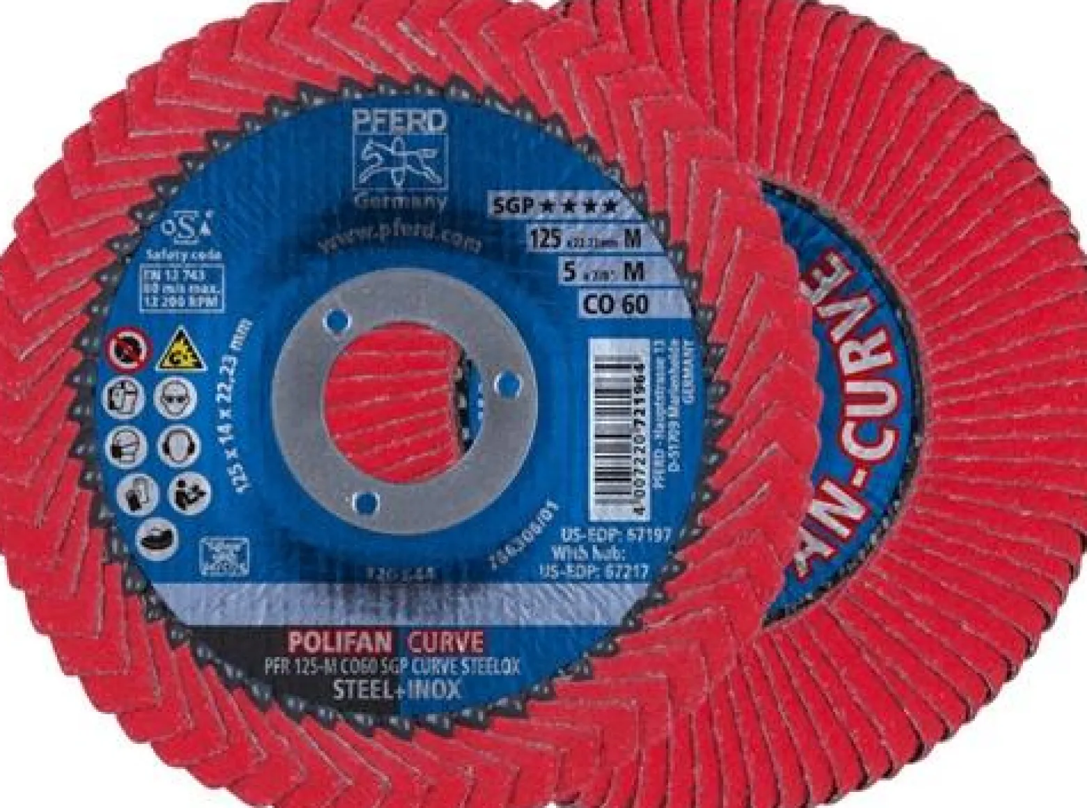 PFERD Fächerscheibe POLIFAN CO SGP CURVE STEELOX Ø 125 mm Körnung 60 konisch M - 67689056