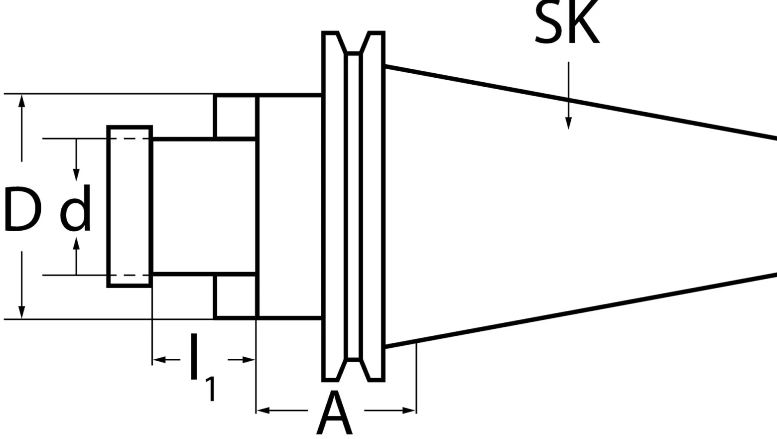 Quernutaufsteckfräsdorn DIN 69871AD/B Spann-D.22mm SK40 A.-L.35mm TECWERK