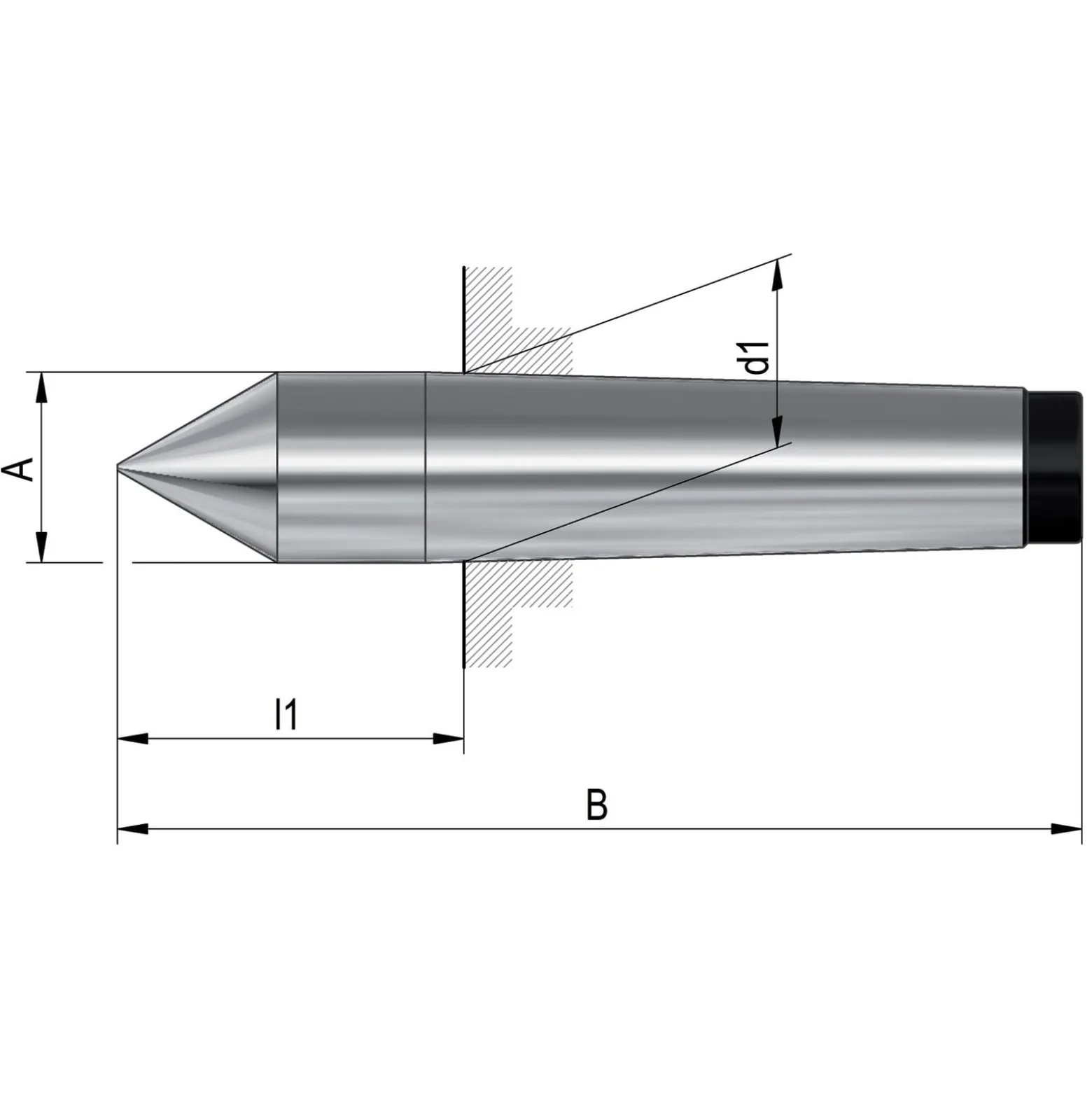 Röhm Feste Zentrierspitzen, Aufnahme MK 1, DIN 806, volle Spitze Werkstoff: WS - 013707