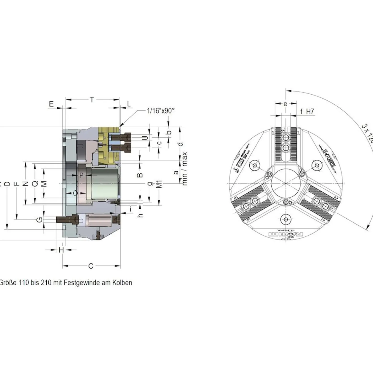 Röhm Kraftspannfutter DURO-A 400 Spitzverzahnung 90° Kurzkegelaufnahme - KK15 - 183719