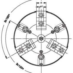Röhm Kraftspannfutter KFD 160, 3-Backen, mit Kreuzversatz, Zylindrische Zentrieraufnahme - 023529