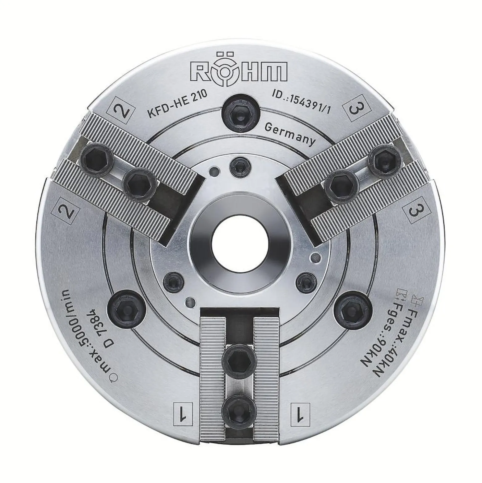 Röhm Kraftspannfutter KFD-HE 315, 3-Backen, Spitzverzahnung 60°, neutrale Ausführung - 154830