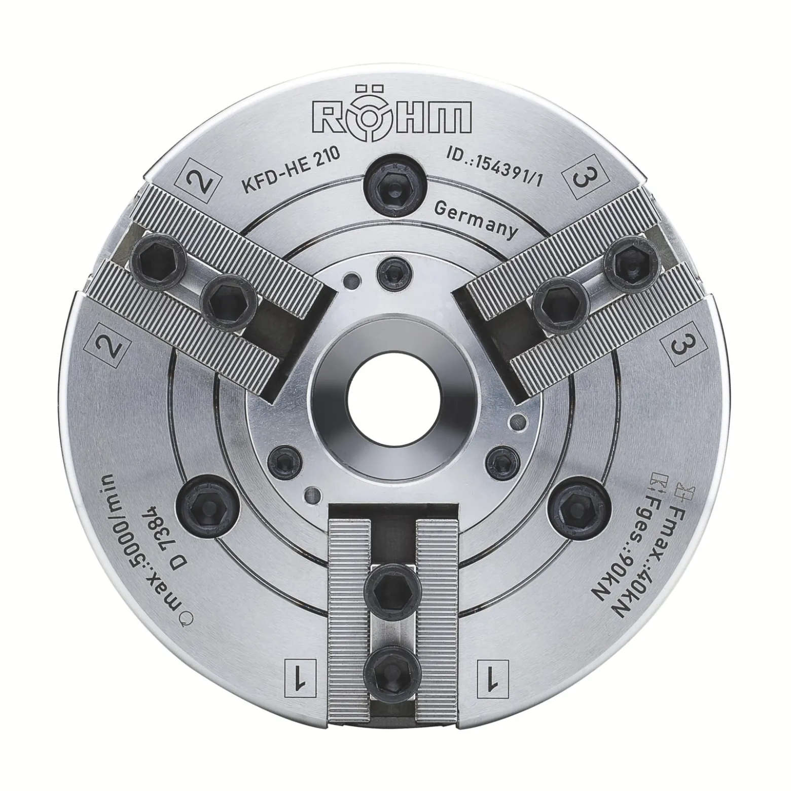 Röhm Kraftspannfutter KFD-HE 315, 3-Backen, Spitzverzahnung 60°, neutrale Ausführung - 154830