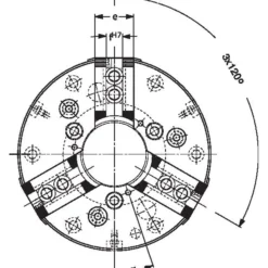 Röhm Kraftspannfutter KFD-HS 160, 3-Backen, Spitzverzahnung 90°, Zylindrische Zentrieraufnahme - 143692