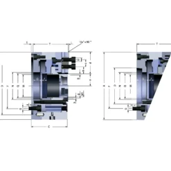 Röhm Kraftspannfutter KFD-HS 160, 3-Backen, Spitzverzahnung 90°, Zylindrische Zentrieraufnahme - 143692