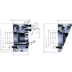Röhm Kraftspannfutter KFD-HS 200, 3-Backen, Kreuzversatz, Zylindrische Zentrieraufnahme - 154239