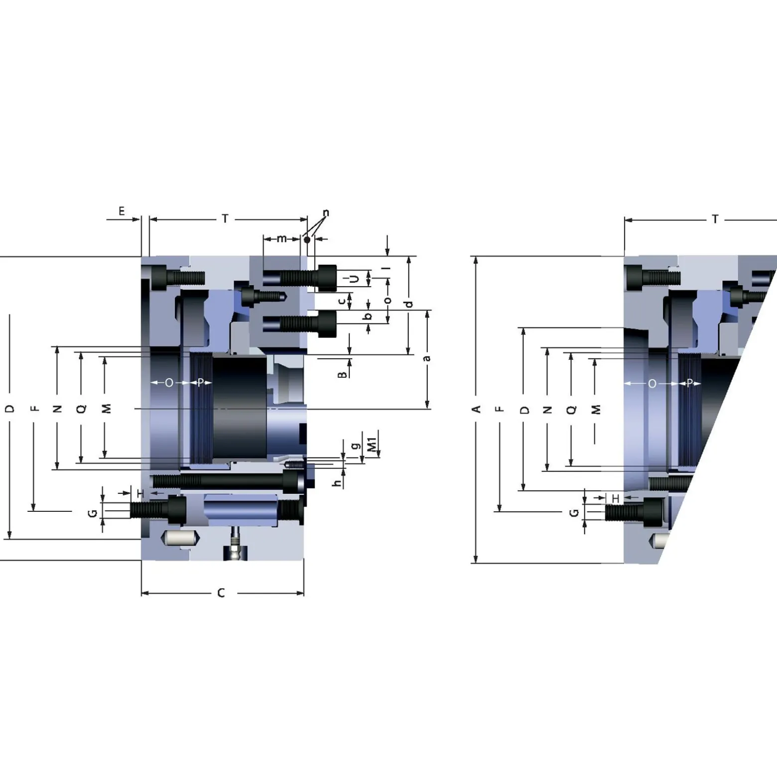 Röhm Kraftspannfutter KFD-HS 200, 3-Backen, Kreuzversatz, Zylindrische Zentrieraufnahme - 154239