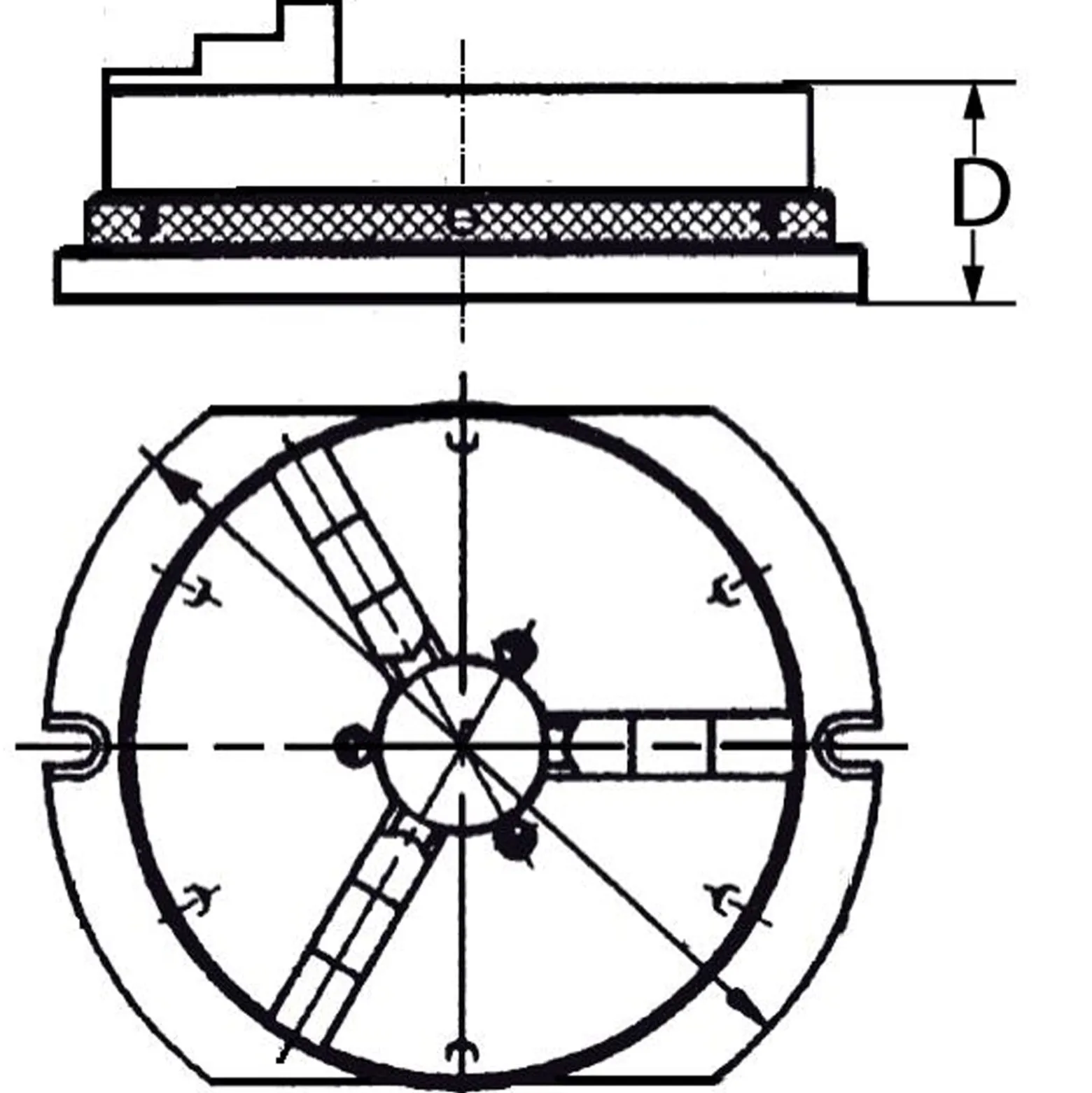 Röhm KRF 200, 3-Backen, mit Grundplatte, Gusskörper - 150599