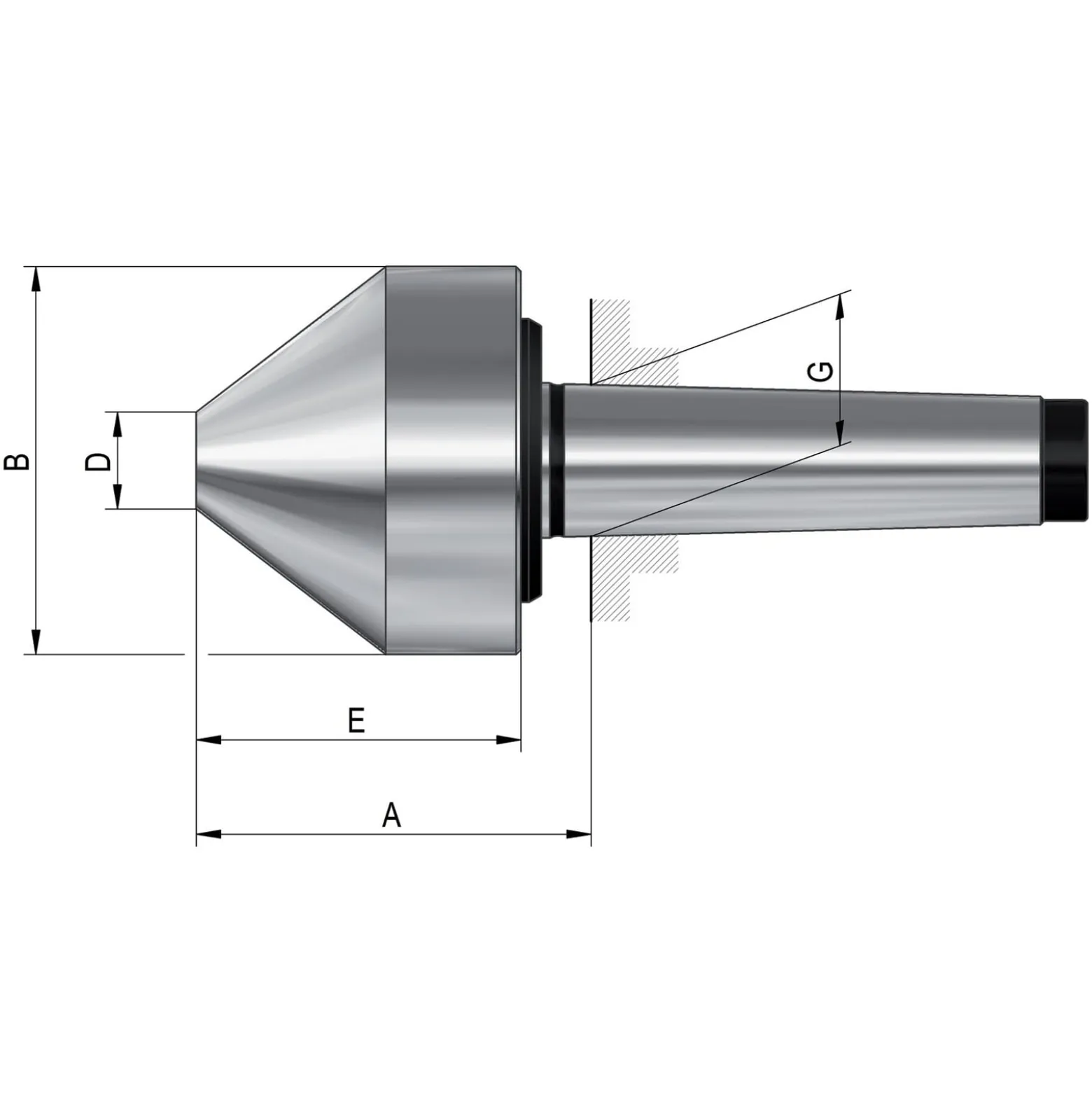 Röhm Mitlaufender Zentrierkegel, Aufnahme MK 2, Größe 172, stumpf, 75° - 301559