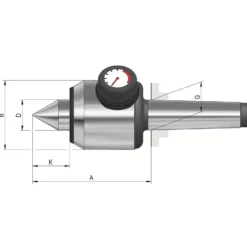 Röhm Mitlaufende Zentrierspitzen 60°, MK3, Größe 503, Druckanzeige und Längenausgleich - 060798