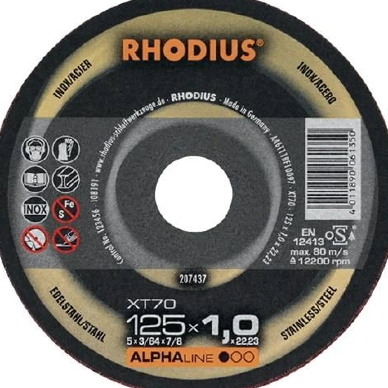 RHODIUS Trennscheibe XT70 Ø 125 x 1 mm INOX 22,23mm - 207437