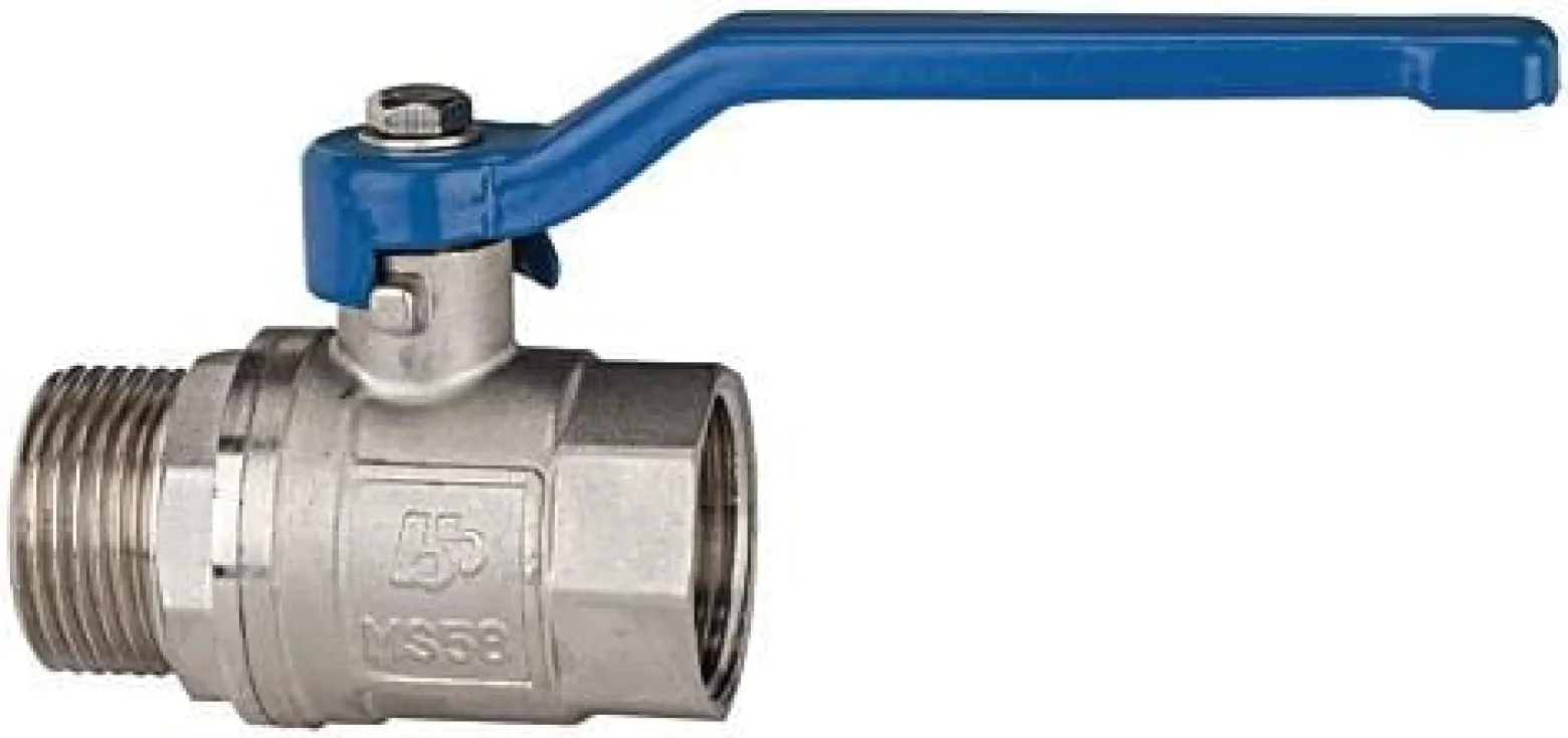 Riegler Messingkugelhahn valve line Handhebel blau MS vernickelt IG/AG G 1/2 - 115721