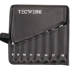 Ringmaulschlüsselsatz 8-tlg.SW 8-19mm Form A CV-Stahl in Rolltasche TECWERK