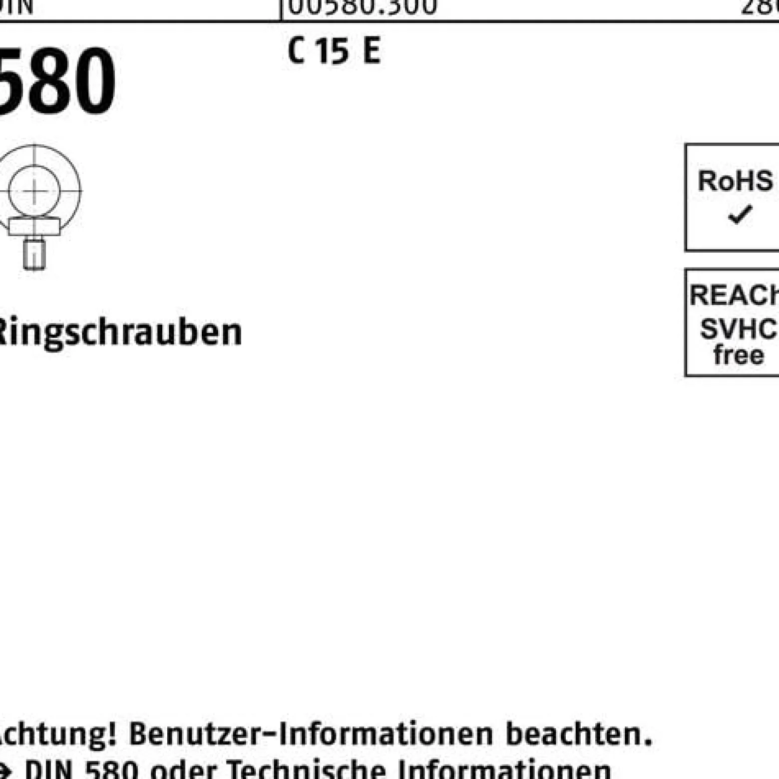 Ringschraube DIN 580 M12 C 15 E 10 Stück
