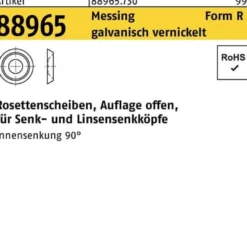Rosettenscheibe R 88965 offen 5,0x9,0x2,3 Messing galv. vernickelt 1000St.