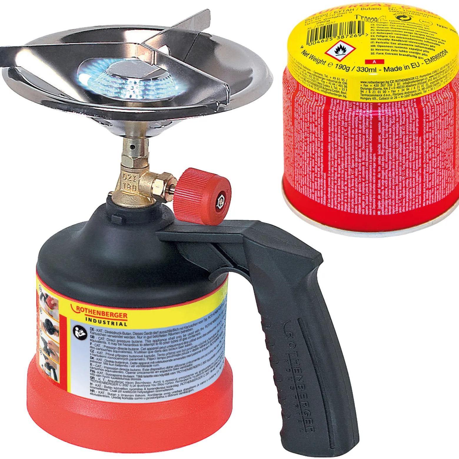 ROTHENBERGER Industrial Scout Campingkocher inkl. 1x C200 Kartusche 330 ml mit ILL System - 1500004211