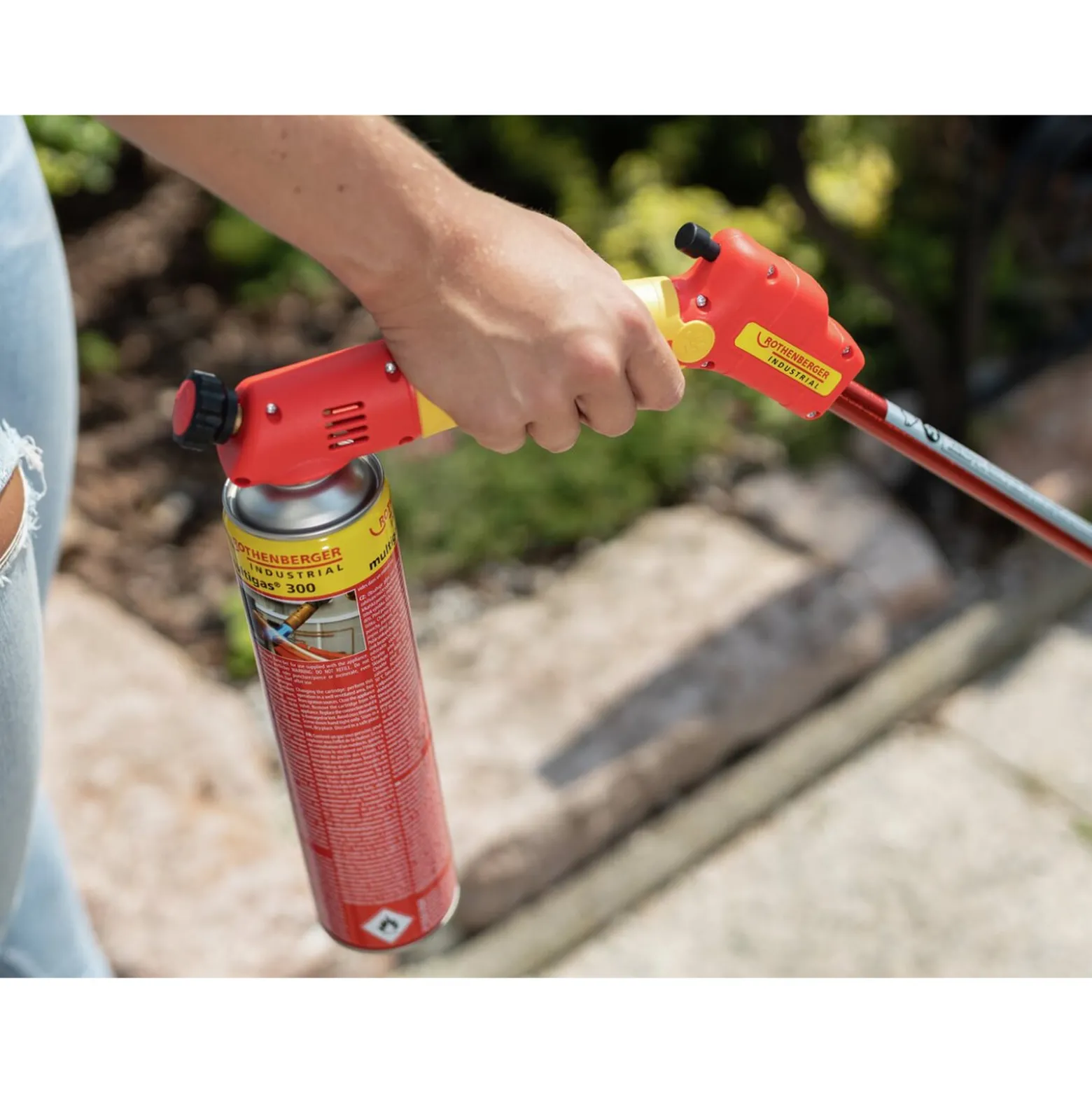 ROTHENBERGER Industrial Unkrautbrenner PREMIUM inkl. 2x Multigas 600 ml breiter Brennerkopf900 °C - 1500005272