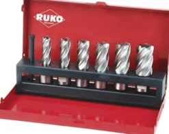 RUKO Kernbohrersatz HSS mit Weldonschaft CBN geschliffen 7tlg. In Industriekassette - 108820/RUKO