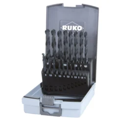 RUKO Spiralbohrer-Satz DIN 338 Typ N, HSS-R in Kunststoffkassette - 19 tlg. - 205212RO