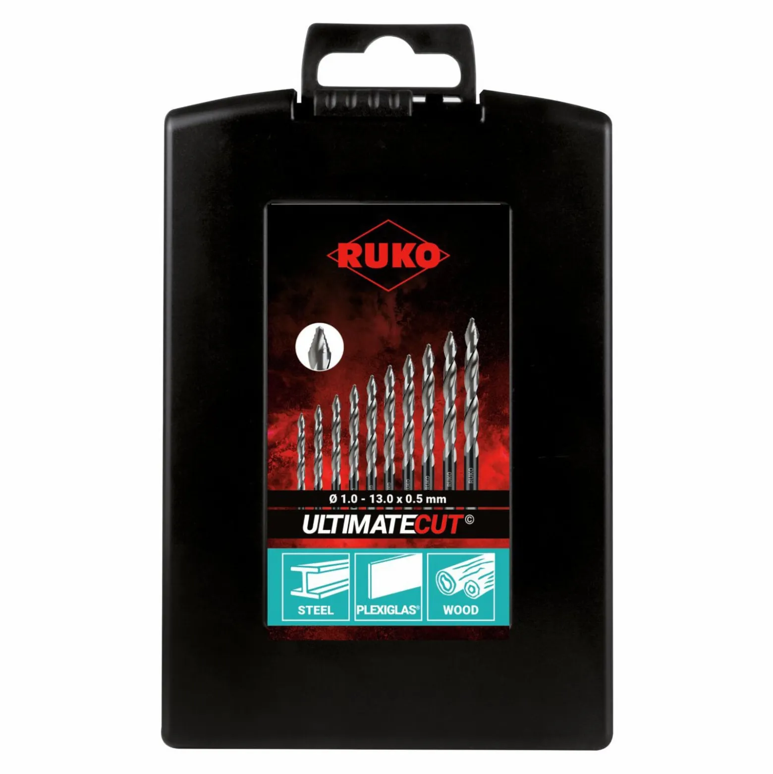 RUKO Spiralbohrersatz HSS-G DIN 338 ULTIMATECUT FLOWSTEP 25tlg. Ø 1 - 13 mm in Kunststoffkassette - 259215RO