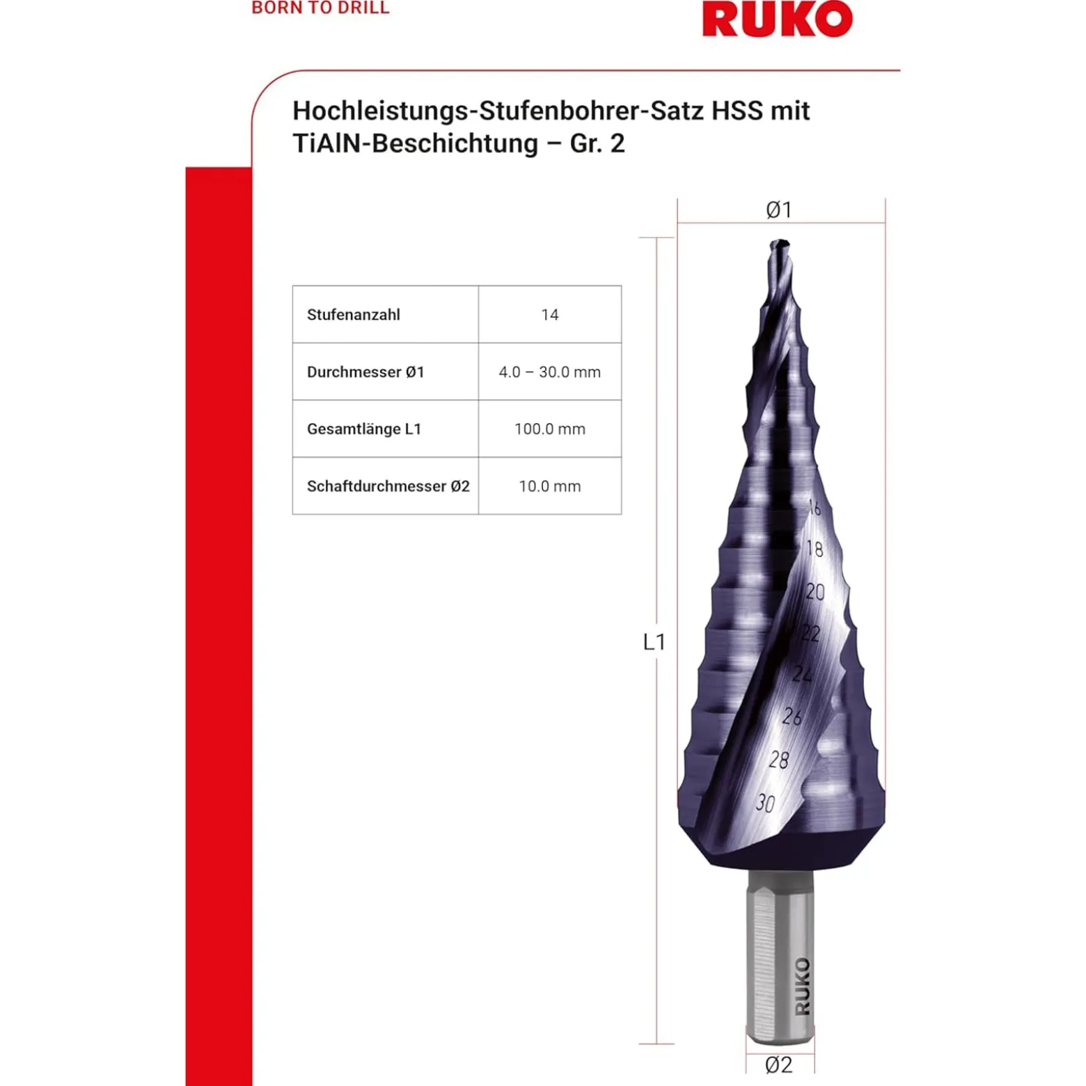 RUKO Stufenbohrer HSS-TiAlN 6tlg. - A101032F