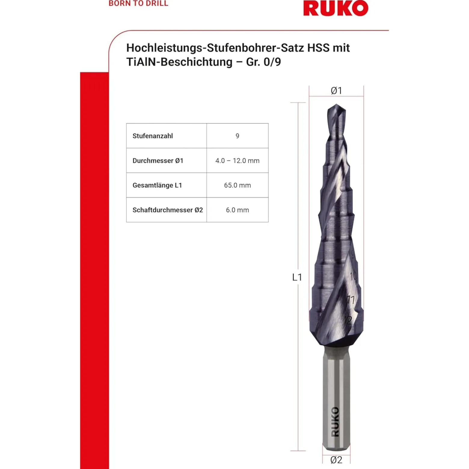 RUKO Stufenbohrer HSS-TiAlN 6tlg. - A101032F