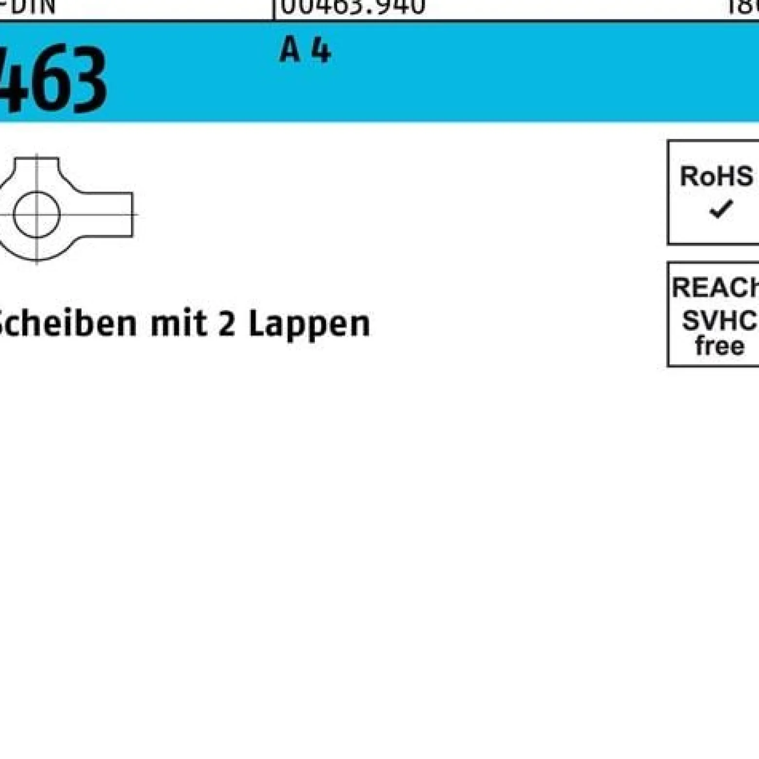 Scheibe DIN 463 m.2 Lappen 25 A 4 10 Stück