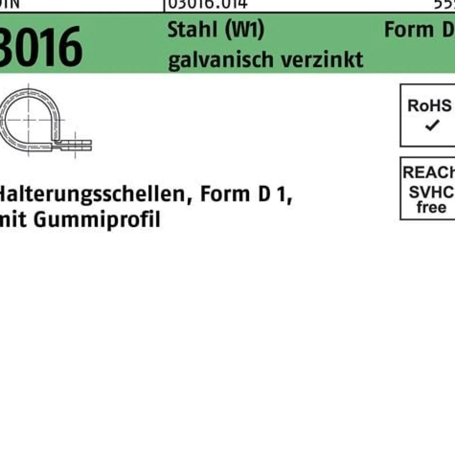 Schelle DIN 3016 Gummiprofil 22x 20 - W1 Stahl galv.verz. 50 Stück