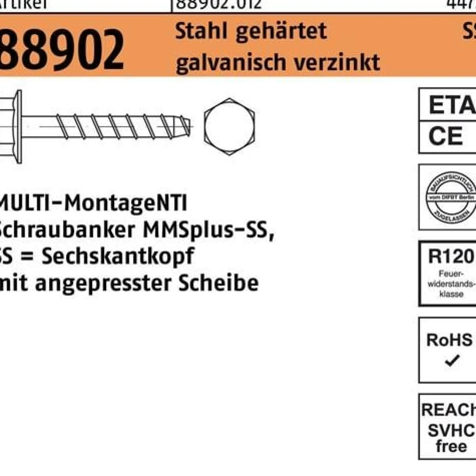 Schraubanker R 88902 MMSplus-SS 12x100/10/25 Stahl geh.galv.verz. 25St. HECO