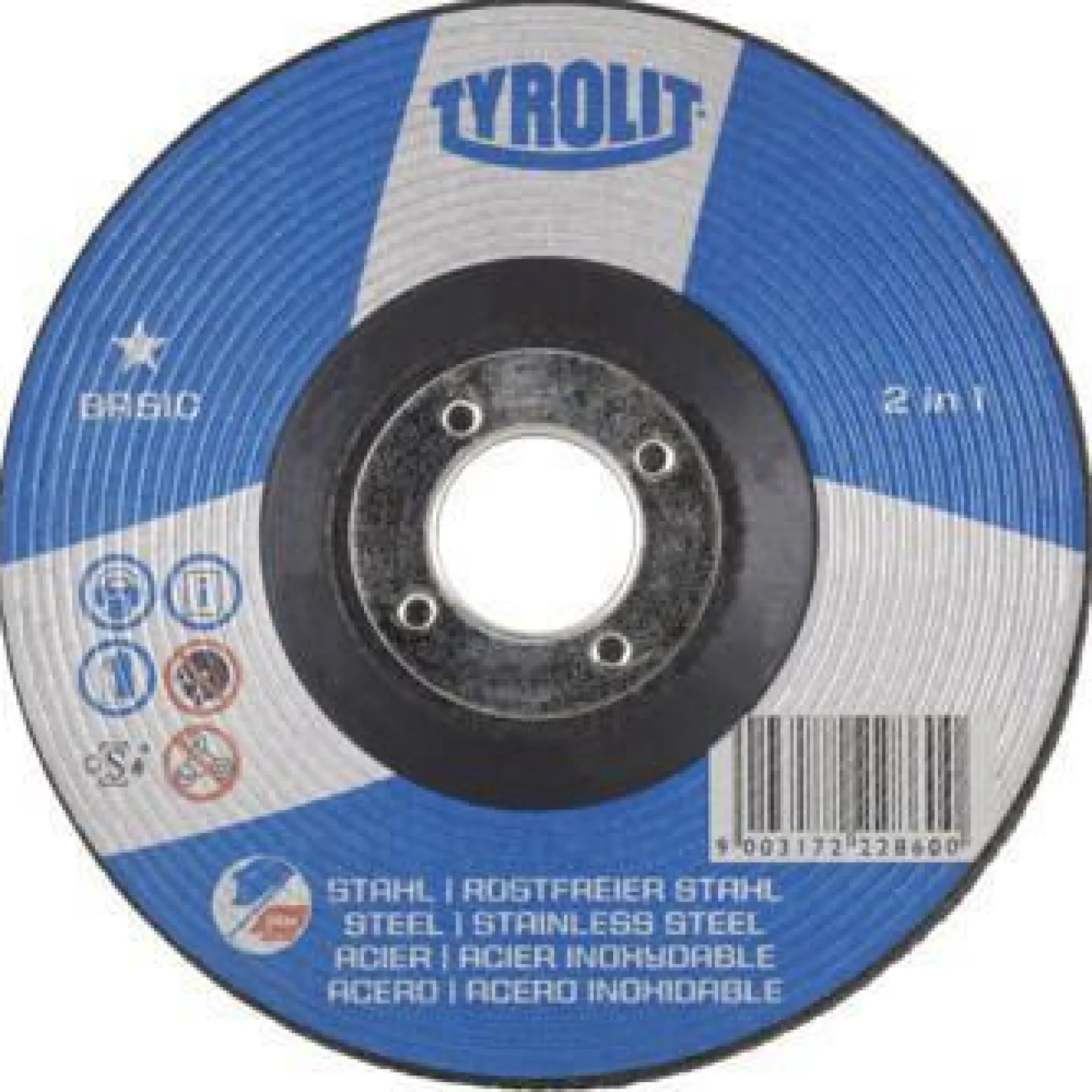 Schruppscheibe BASIC D125xS6mmKörnung 30 gekr.2in1 Bohr.22,23mm TYROLIT