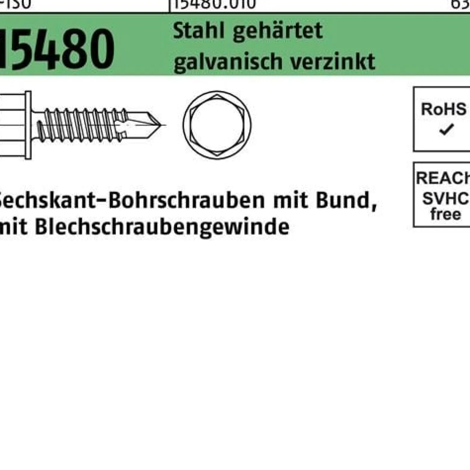 Sechskantbohrschraube ISO 15480 Bund ST 3,9x13 Stahl gehärtet galv.verz. 1000St.