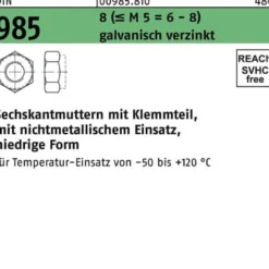 Sechskantmutter DIN 985 Klemmteil M12 8 (=M 5 = 6/8 ) galv.verz. 250St.