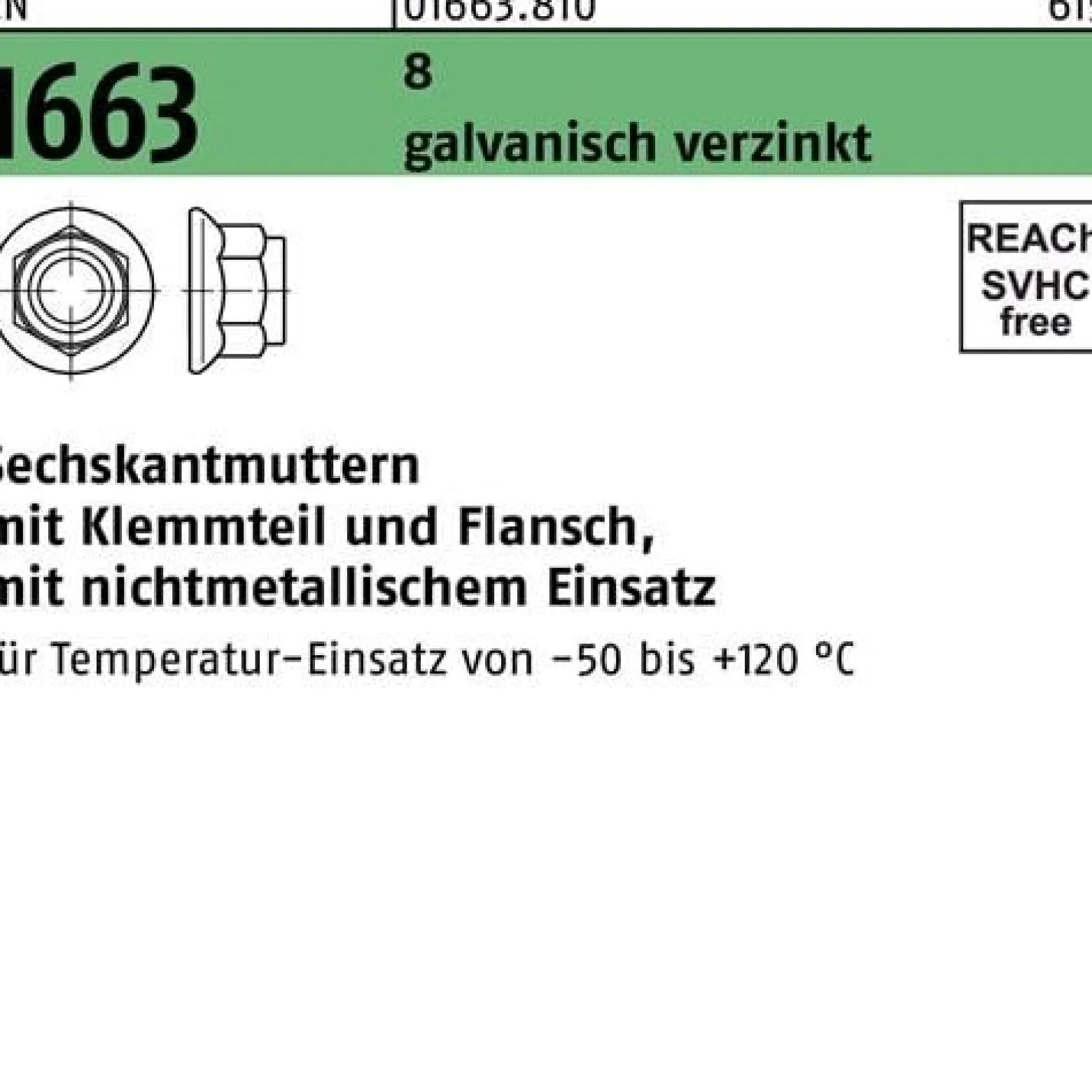 Sechskantmutter EN 1663 Klemmteil/Flansch M12 8 galv.verz. 100 Stück