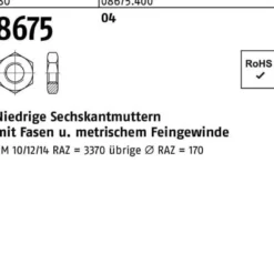 Sechskantmutter ISO 8675 Fasen M48x 3 Automatenstahl 10 Stück