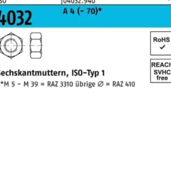 Sechskantmutter ISO 4032 M6 A 4 (- 70) 1000 Stück