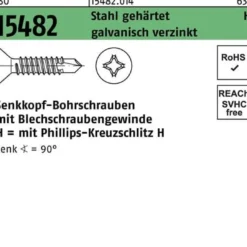 Senkbohrschraube ISO 15482 PH ST 4,2x50-H Stahl gehärtet galv.verz. 500St.