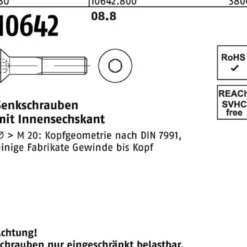 Senkschraube ISO 10642 Innen-6kt M12x 160 8.8 50 Stück